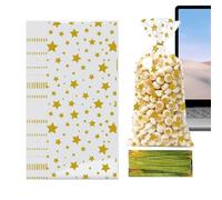 Bakery Bags - Star Pattern Individual Candy Bags with 60 Closure Straps | Pack of 50 Individual Biscuit Bags - For Snake Shaped Sweets Party Storage Food Bakery Baking