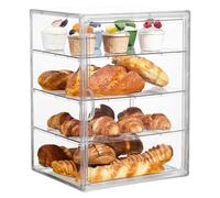 Bakery Bread Organizer - Multi Tier Acrylic Food Cabinet, Clear Airtight Container |Croissants Rolls Cakes Snacks, Countertop Storage Display DonutsHousehold Café Shop Pastry Serving Showcase