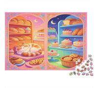 Bakery Cat 1000 Piece Jigsaw Puzzle Paper for Adults Dreamy Night Scene Relaxing Home Decor nan