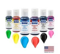 Bakery Crafts Premium Gel Food Color 6 Bottle Assortment, 4.2 Fl Oz, Edible Coloring For Use with Cake Mix, Buttercream, Whipped Icing, Fondant & Piping Gel, Highly Concentrated, Red, Pink, Yellow,