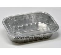 Bakery direct-25 Aluminium- Foil- Strong Disposable Baking Tray Loaf Dish Complete with snap on PLA Clear lids