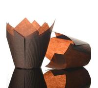 Bakery Direct 400 Chocolate Brown Tulip Coffee Shop Muffin Wraps Cases