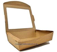 Bakery direct 50 Medium Kraft window salad/food boxes PLA window fully bio degradable & compostable