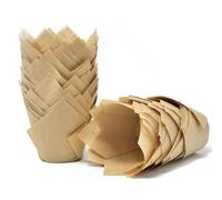 Bakery Direct 50 x Standard Size Tulip Muffin Cases Wraps Colour Caramel Natural Light Brown