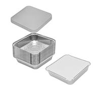 Bakery Direct 9x9x1.5 Square Aluminium Takeaway Food Foils with lids (200, 9" x 9" x 1.5")