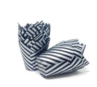 Bakery Direct Black with Silver Stripe Muffin Tulip Wraps Cupcake Cases Baking Wraps (200)