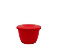 Bakery Direct Red Plastic Steaming Bowls with Lids for Christmas Pudding Takeaway Basins - Puddings, Reusable Nesting Moulds for Microwave, Steamer & Baking Use (25, 0.5lb)