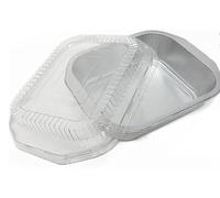 Bakery Direct Single Portion Strong Aluminium Foil Baking Tray with Clear Snap-On Lids | Recyclable & Reusable Smooth Wall Containers | 497ml Capacity | European Made Quality (50)