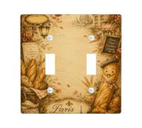 Bakery Double Light Switch Cover Plate, Vintage Rustic Bread Lantern None Beige Plastic Standard Size Switch Plate Decorative for New Apartment Home Bedroom Office Decor