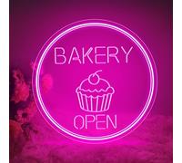 Bakery Open Neon Sign Dimmable LED Cake Bread Light Up Signs for Business Wall Decor Baking Food Neon Lights Welcome LED Sign for Kitchen Snack Bar Dessert Shop Supermarkets