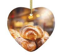 Bakery Printed Ceramic Ornaments Christmas Ceramic Heart Ornaments Suitable for Hanging on windowsills and fireplaces