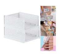 Baketron 2PCS Wardrobe Organiser Drawers, Collapsible Storage Box, Stackable Shelves, Plastic Storage Unit 18.5CM for Inside Wardrobe