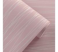 Baketron Blush Pink Striped Wallpaper Modern 3D Embossed Wallpaper Metallic Pink Glitter Textured Wallpapers for Bedroom Teen Girls Women Living Room Lounge Hallway Hall