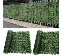 Baketron Decorative Ivy Leaf Green Artificial Hedge Roll 3m x 1m Garden Fence Screening Privacy Hedging Wall Landscaping Garden Fence UV Fade Protected Artificial Plant Wall Panels (2 Roll)