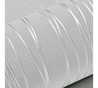 Baketron Grey Striped Wallpaper Modern 3D Embossed Wallpaper Metallic Silver Glitter Textured Wallpapers for Bedroom Adults Teenager Living Room Lounge Hallway Hall