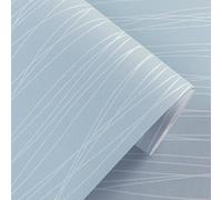 Baketron Light Blue Striped Wallpaper Modern 3D Embossed Wallpaper Metallic Sky Blue Glitter Textured for Bedroom Adults Teenager Living Room Lounge Hallway Hall