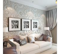 Baketron Modern Taupe and Cream Geometric Wallpaper Murals Abstract Stripe Wallpaper Galaxy Glitter Textured Wall Paper Roll for Living Room Bedroom Adults Teenager Feature Wall