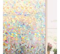 Baketron Rainbow Window Film Privacy Film for Glass, Decorative Stained Glass Window Film, Vinyl Static Cling Window Film Without Glue Self Adhesive Stickers Diamond Patterned 90x200cm