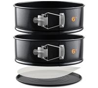 BakeValley 6 Inch Cake Tin Set- 7cm Deep Springform Cake Tins for Baking Layered Birthday Cakes- Bonus Precut Parchment Papers- Ultimate XP with Round Non-Stick & Leak-Proof Baking Tins