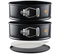 BakeValley 8 Inch Cake Tin Set- 7cm Deep Springform Cake Tins for Baking Layered Wedding Birthday- Bonus Precut Parchment Papers- Ultimate Baking XP with Round, Non-Stick & Leak-Proof Baking Tins