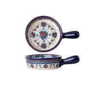 Bakeware for Lasagna Vintage Ceramic Baking Dish Household Handle Bowl Tableware Creative Double Ear Soup Salad Plate Cake Pan(16.3cm)