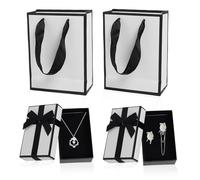 BakeWhiz 2Pcs Small Modern White Gift Boxes 9x7x3cm for Jewellery, Small Items & Keepsakes - Ideal for Birthdays, Weddings, Father's Day, Mother's Day, Graduation