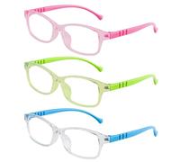 BakeWhiz 3PCS Kids Blue Light Glasses Childrens Non-Prescription Clear Lens Lightweight Computer Eyewear for Preventing Eye Fatigue Protecting Anti Eye Strain Fake Glasses for Teens Boys Girls