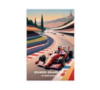 BAKHFTR Formula 1 Spanish Grand Prix Poster Canvas Poster Wall Art Decor Print Picture Paintings for Living Room Bedroom Decoration 16x24inch(40x60cm)