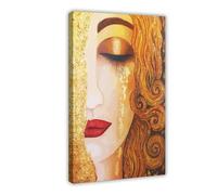 BAKHFTR Golden Tears Art Print，Women Wall Decor Canvas Poster Bedroom Decor Landscape Office Room Decor Gift 24x36inch(60x90cm)