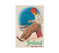 BAKHFTR Irish Art Ireland Travel Poster Canvas Poster Wall Art Decor Print Picture Paintings for Living Room Bedroom Decoration 20x30inch(50x75cm)