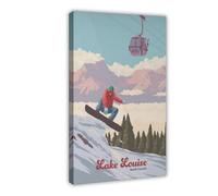BAKHFTR Lake Louise Snowboarding Poster Canvas Poster Bedroom Decor Landscape Office Room Decor Gift 20x30inch(50x75cm)