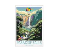 BAKHFTR Paradise Falls Travel Poster, National Park Wall Art Canvas Poster Wall Art Decor Print Picture Paintings for Living Room Bedroom Decoration 16x24inch(40x60cm)