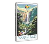 BAKHFTR Paradise Falls Travel Poster, National Park Wall Art Canvas Poster Wall Art Decor Print Picture Paintings for Living Room Bedroom Decoration 08x12inch(20x30cm)