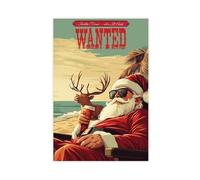 BAKHFTR Santa's Beach Vacation Poster Canvas Poster Wall Art Decor Print Picture Paintings for Living Room Bedroom Decoration 24x36inch(60x90cm)