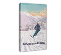 BAKHFTR St Martin De Belleville Ski Resort Travel Canvas Poster Wall Art Decor Print Picture Paintings for Living Room Bedroom Decoration 24x36inch(60x90cm)