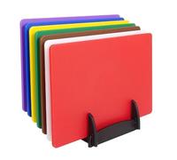 BAKI Professional Plastic Cutting Board Set 7 Pieces Colour Coded 450mm x 300mm with and Without Rack (with Rack)
