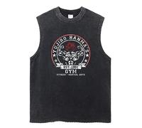 Baki The Grappler Men's Tank Tops Baki Sleeveless T Shirt Vest Tops Anime Hanma Vintage Wash Sleeveless T Shirt