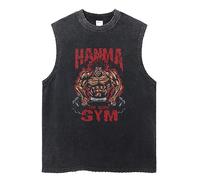 Baki The Grappler Men's Tank Tops Baki Sleeveless T Shirt Vest Tops Anime Hanma Vintage Wash Sleeveless T Shirt