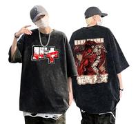 Baki The Grappler T-Shirt Manga Baki Hanma Yujiro T-Shirts Japan Comic Son of Orge Baki Men's Acid Washed Round Neck Tee T-Shirt