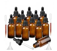 Bakiauli 12 Pieces 30ml Amber Dropper Bottle with Pipette Dropper, Refillable Glass Bottle Come with 2 Funnel and Dropper for Essential Oil Aromatherapy Blends