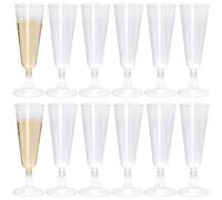 Bakiauli 20 Pieces Plastic Champagne Flutes, Clear Reusable Toasting Glasses Cocktail Prosecco Flutes for Wedding BBQ Anniversary Birthday Garden Parties (150ml/5oz)