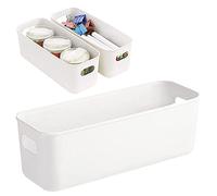 Bakiauli 3 Pieces Bathroom Storage Baskets, White Rectangle Bathroom Storage Box Kitchen Cupboard Organiser, Narrow Storage Box for Kitchen Home Bathroom Drawers