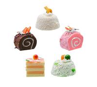 Bakiauli 5 Pieces Artificial Simulation Cake, Fake Cake Realistic Cake Dessert Model Realistic Cupcake Bread Dessert for Kitchen Food Decoration Food Window Display