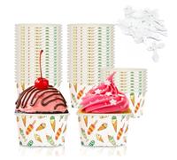 Bakiauli 50 Pieces Ice Cream Cups 125ml, Ice Cream Bowls with Spoon, Paper Dessert Bowls Treat Cups Frozen Yogurt Takeout Food Containers