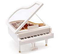 Bakiauli Classic Piano Music Box, Music Gifts Light Melody Artware Personalised Gifts for Girls, Mini Piano Tabletop Ornament (White)