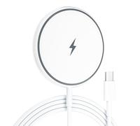 bakibo Magnetic Wireless Charger, Mag-Safe 15W Wireless Charging Pad Built-In LED 4 ft Cable Charging Mat Station for i-Phone 16/15/14/13/12 Series, for Air-Pods 3/Pro/Pro 2, White