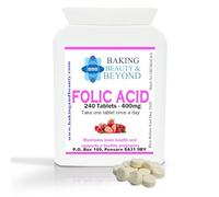 Baking Beauty and Beyond High Strength Folic Acid Tablets 400mg - Vegan Folate Supplements for Pregnancy Care and Immune System, Folic Acid Pregnancy Supports Blood Formation (Pack of 240)