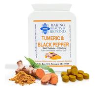 Baking Beauty and Beyond High Strength Turmeric and Black Pepper 2500mg Tablets - Organic Tumeric Supplements, Vegan and Gluten-Free Curcumin Extract Supplement for Men and Women (Pack of 240)