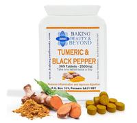 Baking Beauty and Beyond High Strength Turmeric and Black Pepper 2500mg Tablets - Organic Tumeric Supplements, Vegan and Gluten-Free Curcumin Extract Supplement for Men and Women (Pack of 365)