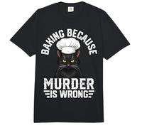 Baking Because Murder is Wrong Black Cat Baker Culinary Chef Comfort Colors Adult Heavyweight T-Shirt